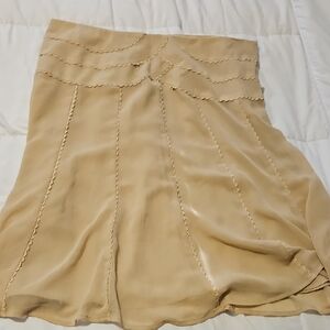 Apostrophe Tan Pleated A-Line Mini Skirt